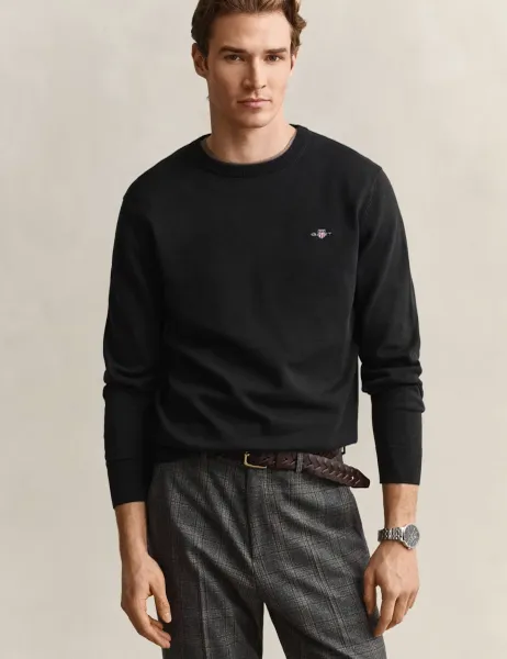 Gant Pure Cotton Crew Neck Jumper Black