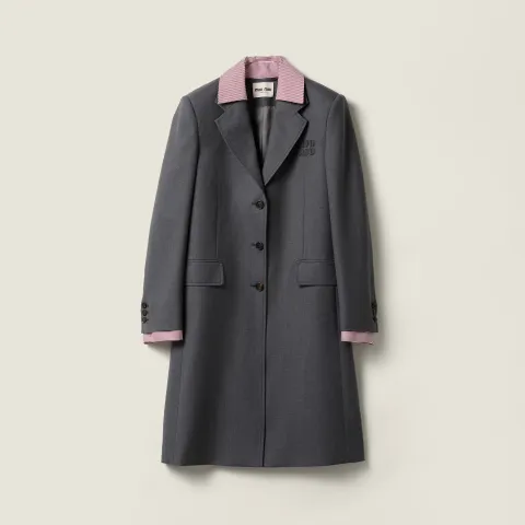 Single-breasted gabardine coat