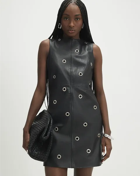 River Island Eyelet Stud Leather Dress
