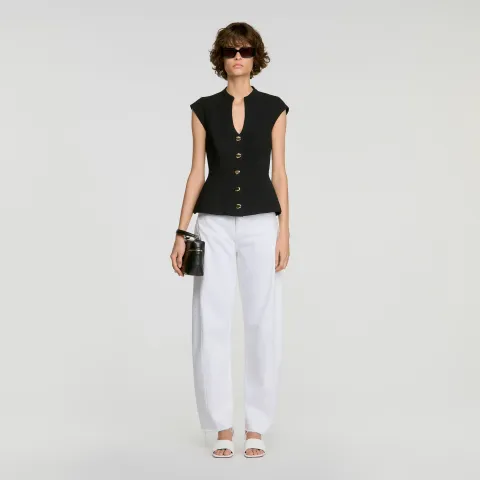 Buttoned peplum top