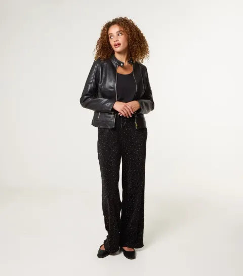 Women's Black Diamante Embellished Trousers