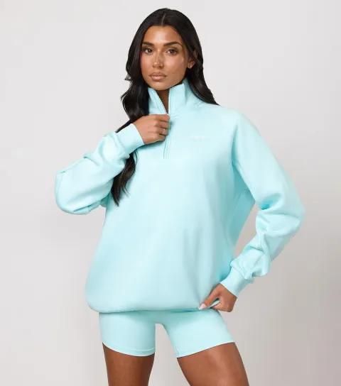 Women's Turquoise 365 Raglan Sleeve Quarter Zip Sweatshirt