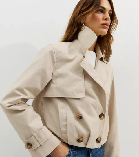 Women's Stone Cropped Trench Mac Jacket