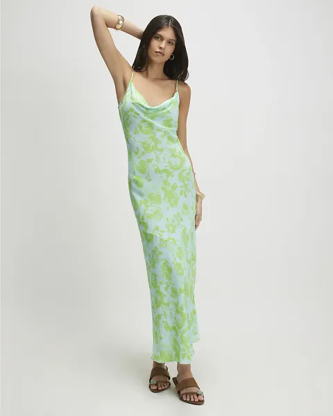 River Island Floral Print Cowl Neck Maxi Dress