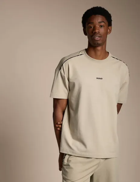 HUGO Cotton Rich Crew Neck T-Shirt Beige