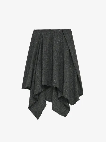 Flecked Glen Check Asymmetric Skirt