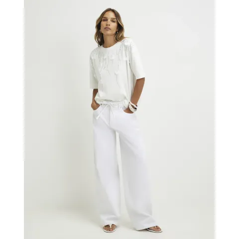 River Island Cotton Petal Embellished T-Shirt
