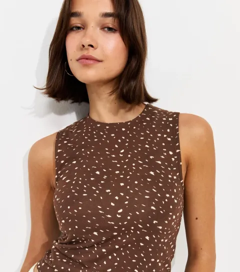 Women's Brown Deer Print Sleeveless Tank Top