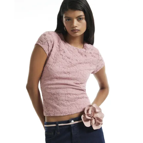 River Island Lace Fitted T-Shirt