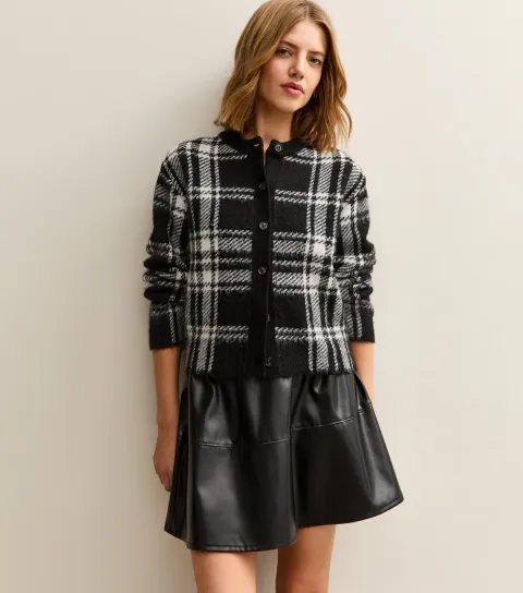 Women's Black Faux Leather A-Line Mini Skirt
