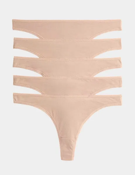 Marks & Spencer 5pk Pure Cotton Thongs Rose Quartz