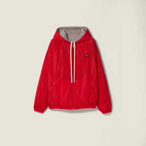 Reversible technical fabric and jersey blouson jacket