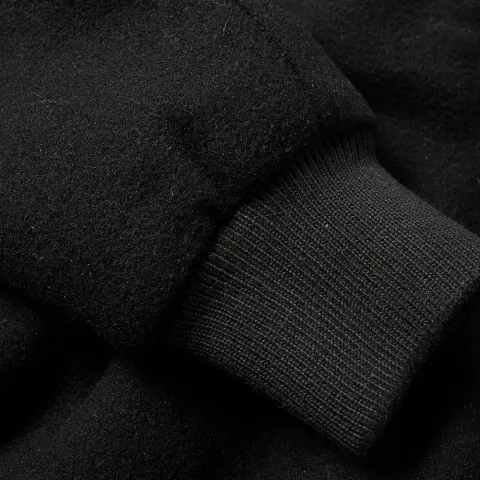 Black Wool Raglan Varsity Jacket