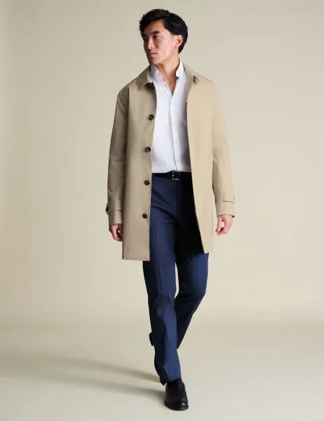 Charles Tyrwhitt Cotton Rich Showerproof Raincoat Stone