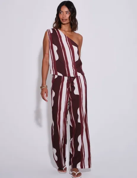 South Beach Striped One Shoulder Cami Top