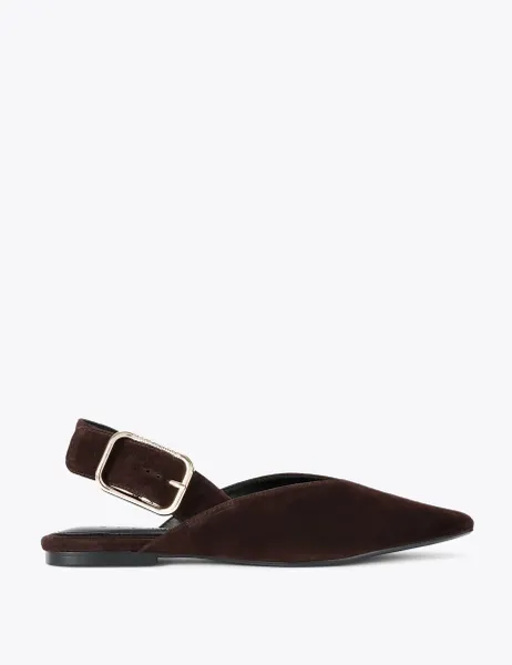 Steve Madden Shay Suede Pointed Slingback Ballet Pumps Dark Brown