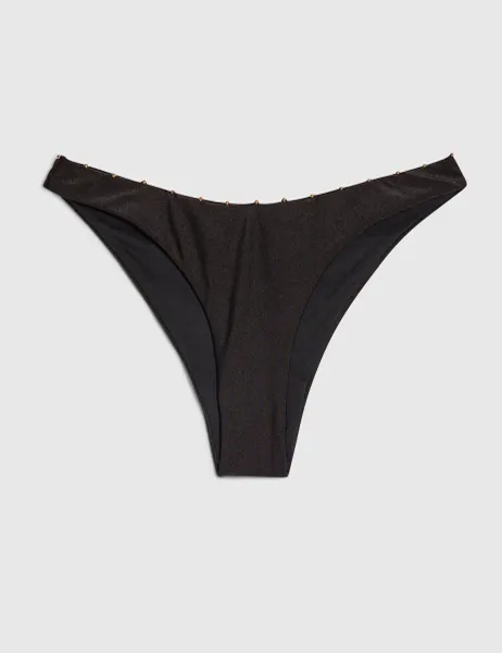 River Island High Leg Bikini Bottoms Black