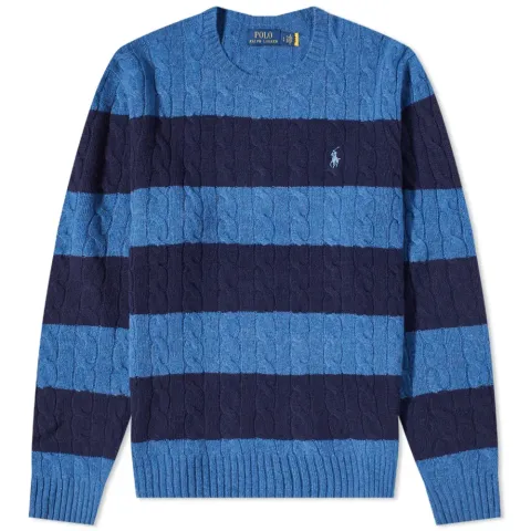 Striped Cable Crew Knit