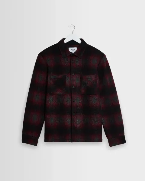 Whiting - Red and Black Elm Wool Blend Check Overshirt