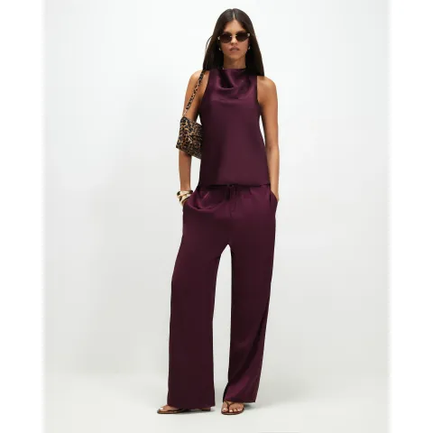 River Island Burgundy Satin Halter Neck Top