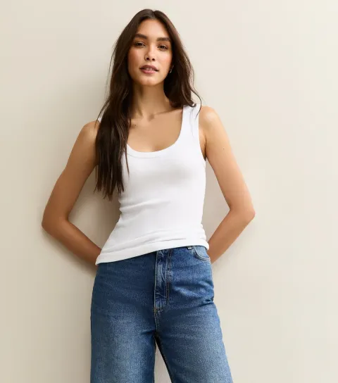 Women's White Scoop Neck Vest