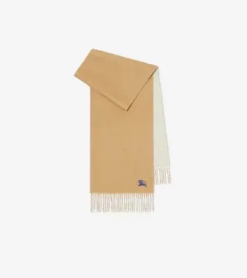 Reversible Cashmere Scarf in Sand beige/neutral white