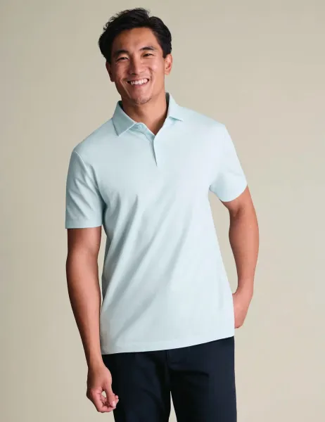 Charles Tyrwhitt Cotton Rich Pique Polo Shirt Pale Blue