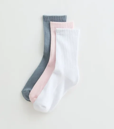 Pack of 3 Multicolour Ribbed Tube Ankle Socks