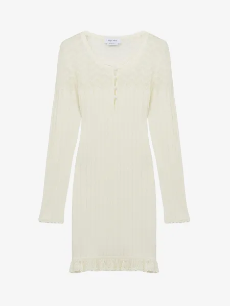 Pointelle Knit Mini Dress
