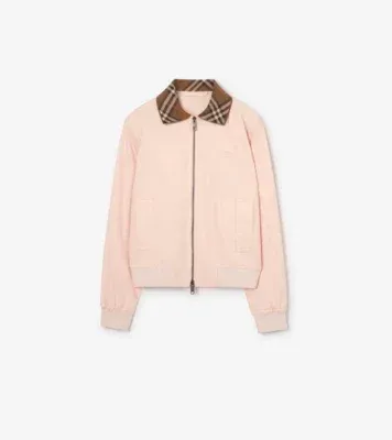 Cropped Tropical Gabardine Hayfield Harrington Jacket in Compact pink