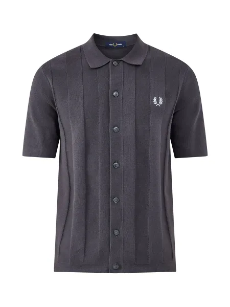 Tonal Vertical Stripe Knitted Shirt