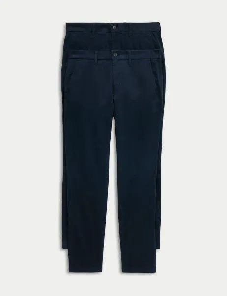 Marks & Spencer 2 Pack Slim Fit Stretch Chinos Navy