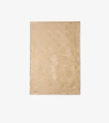Floral Crest Silk Scarf in Sand beige