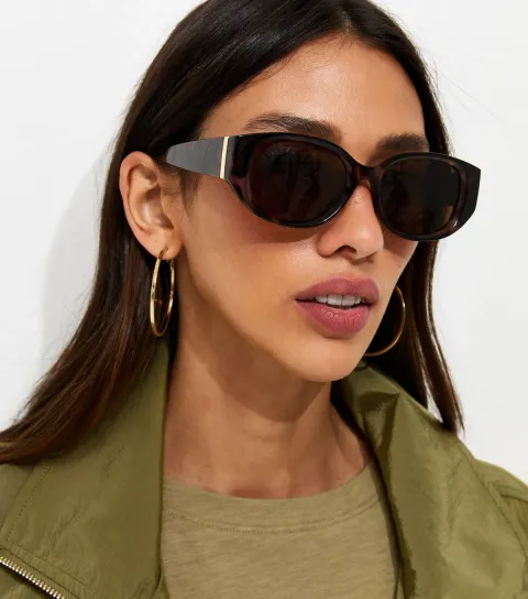 New Look Brown Tortoiseshell Oversized Oval Sunglasses