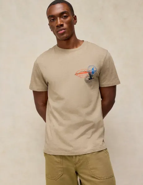 White Stuff Cotton Rich Embroidered Crew Neck T-Shirt Natural Mix