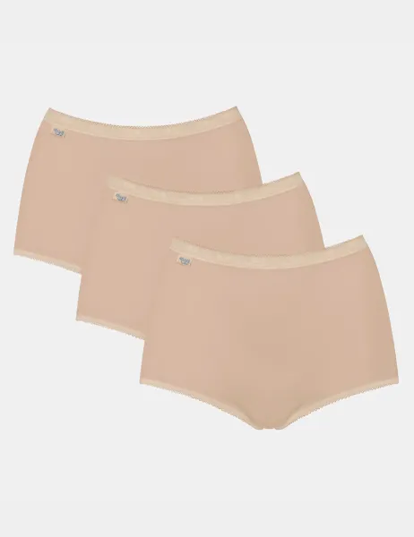 Sloggi 3pk High Waisted Full Briefs Beige