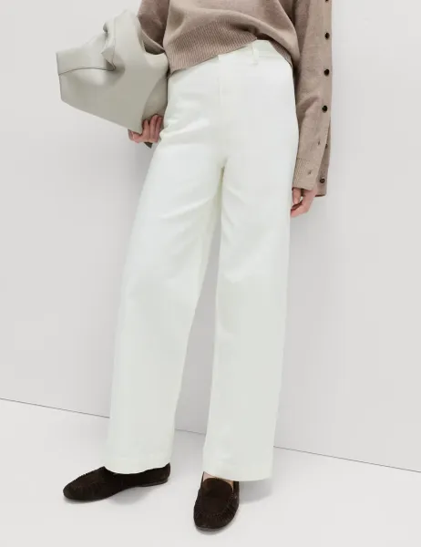Marks & Spencer High Waisted Wide Leg Ankle Grazer Jeans Soft White