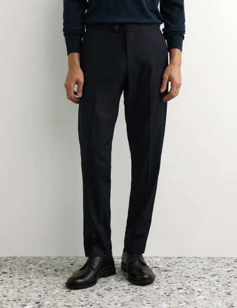 Jaeger Tailored Fit Italian Wool Suit Trousers Navy