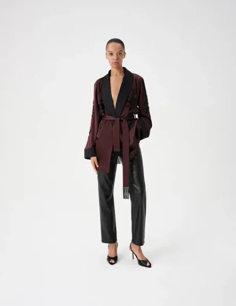 Marks & Spencer Faux Leather Straight Leg Trousers Black