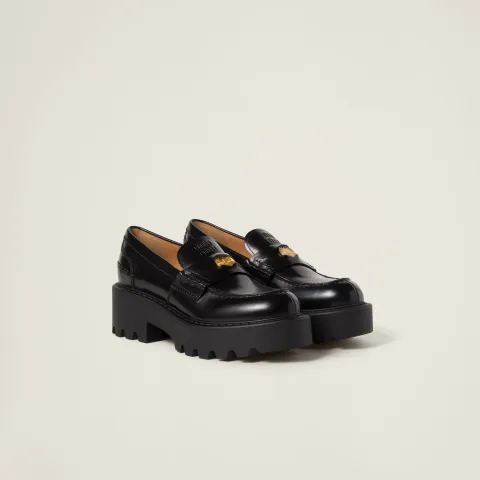 Brushed leather loafers