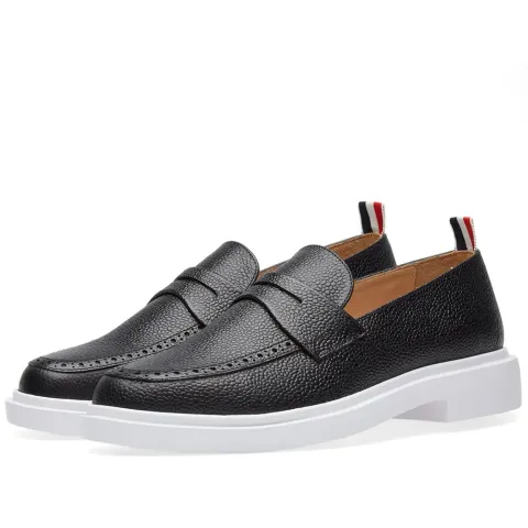 White Sole Pebble Grain Loafer