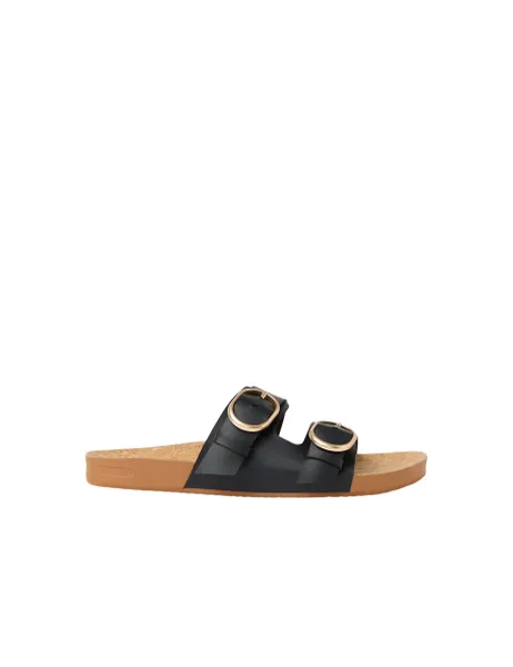 Reef Vista Kara Buckle Flat Sliders Black