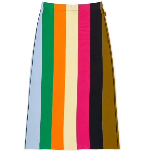 Rainbow Stripe Midi Skirt