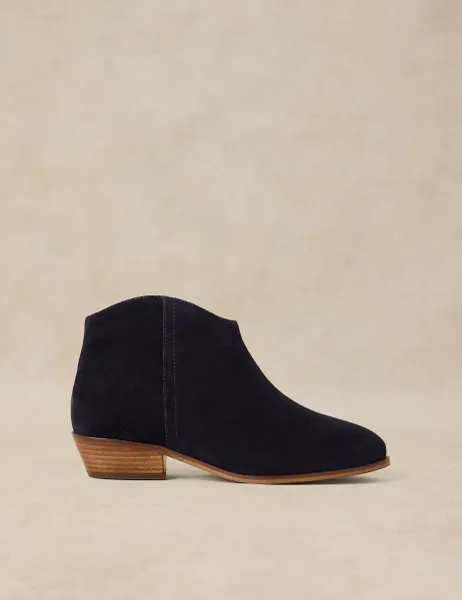 Wide Fit Suede Ankle Boots Navy
