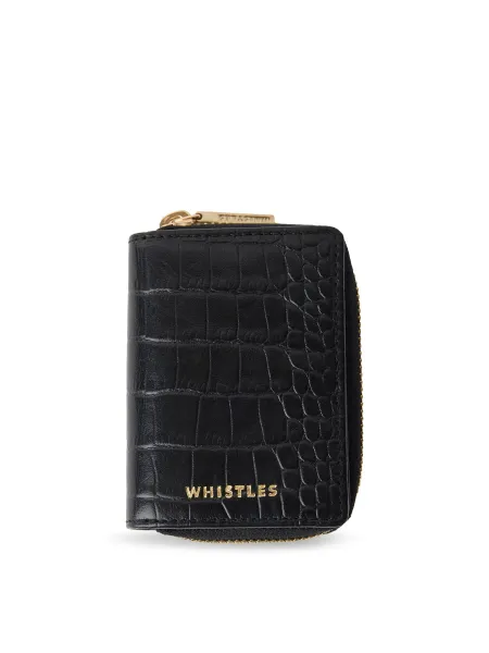 Whistles Shiny Croc Koa Compact Purse