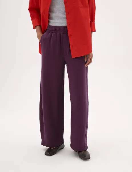 HUSH Pure Cotton Washed Straight Leg Joggers Dark Red