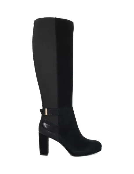 Dune London Suede Knee High Platform Boots Black
