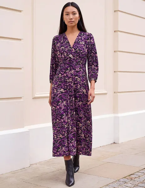 Roman Printed Midi Dress Purple Mix