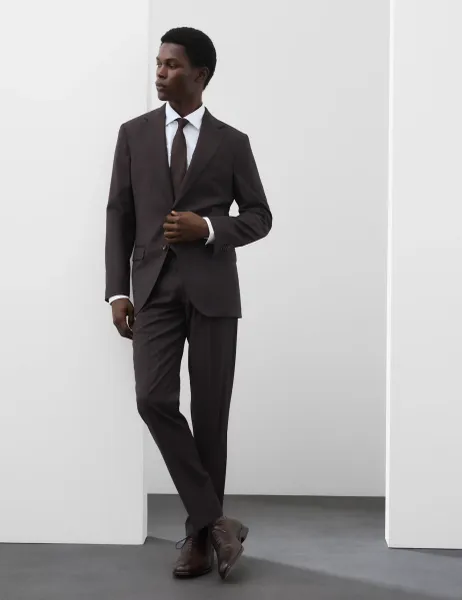 Autograph Tailored Fit Wool Blend Suit Jacket Teak