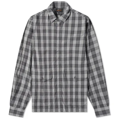 Seersucker Check Zip Blouson Jacket